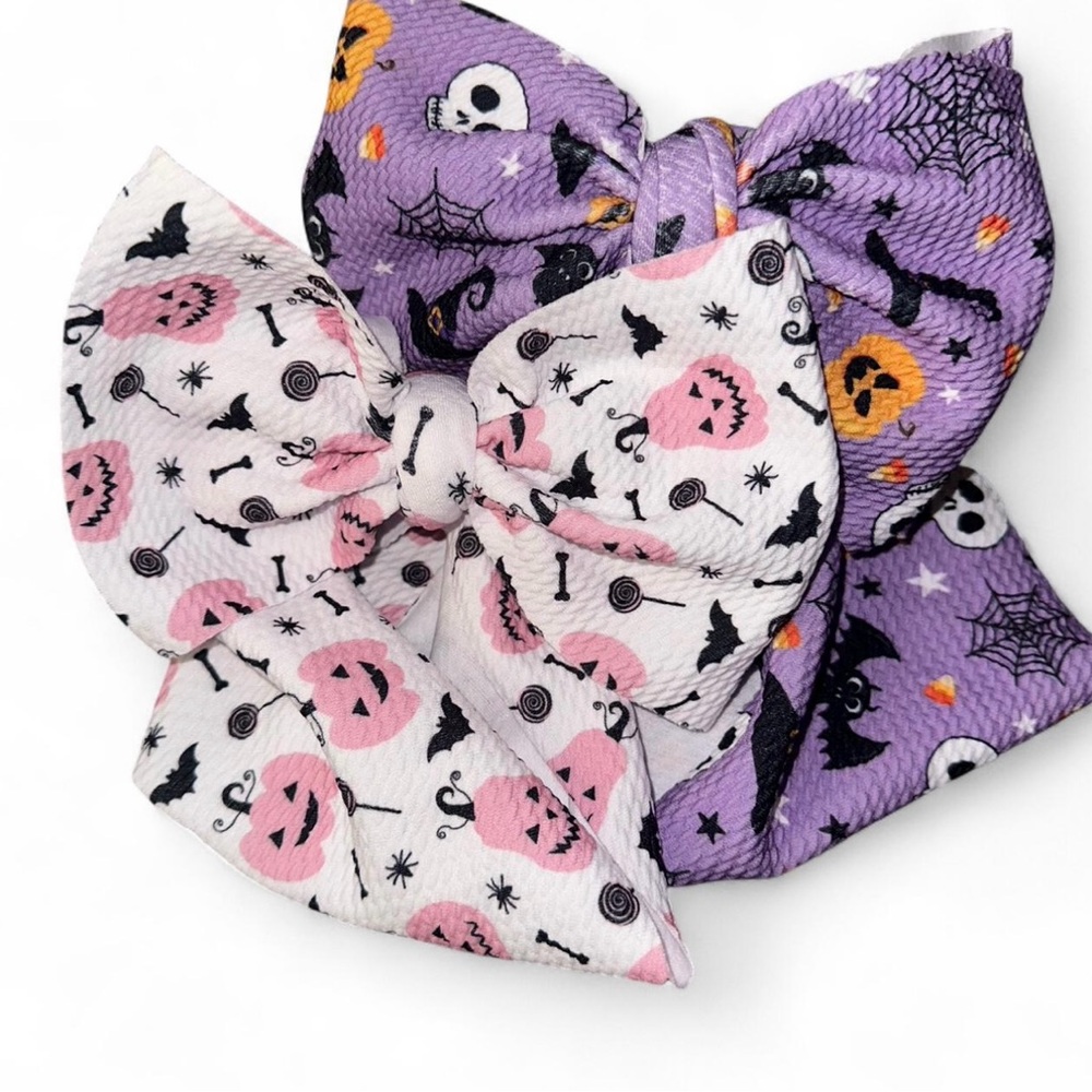 Halloween Themed Kids Hair Bows - Pink and Purple